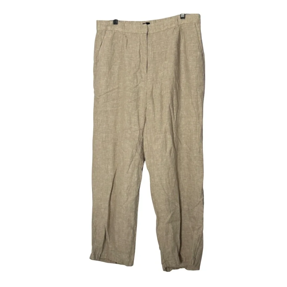 Quince 100% European Pleated Trouser Flax Wide Leg Pants - 16